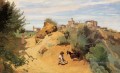 Genzano Goatherd und Dorf plein air Romantik Jean Baptiste Camille Corot